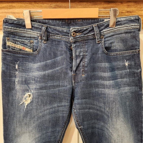 Diesel Zathan Jeans W31 L30 Dark Wash Distressed Stretch Regular Bootcut - Picture 3 of 14